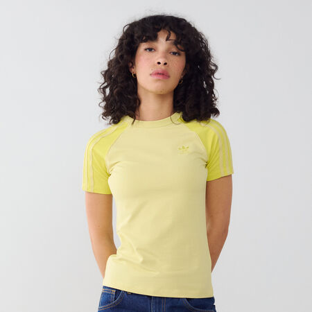 ADIDAS ORIGINALS TEE SHIRT SLIM 3 STRIPES AMARILLO MUJER