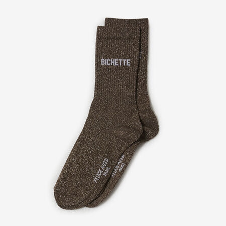 FELI CHAUSSETTES CREW BICHETTE GLITTER MARR&Oacute;N MUJER