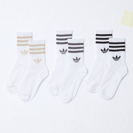 ADIDAS ORIGINALS CHAUSSETTES X3 CREW STRIPES BEIGE/MARR&Oacute;N MIXTO