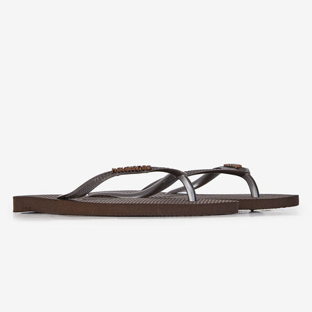 HAVAIANAS SLIM LOGO METALLIC MARRÓN MUJER