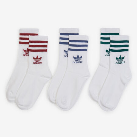 ADIDAS ORIGINALS CHAUSSETTES X3 MID CUT CREW TREFOIL BLANCO/BURDEOS HOMBRE