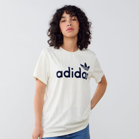 ADIDAS ORIGINALS TEE SHIRT LOGO BLANCO/AZUL MARINO MUJER