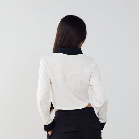 NIKE TOP CROP JERSEY BLANCO/NEGRO MUJER