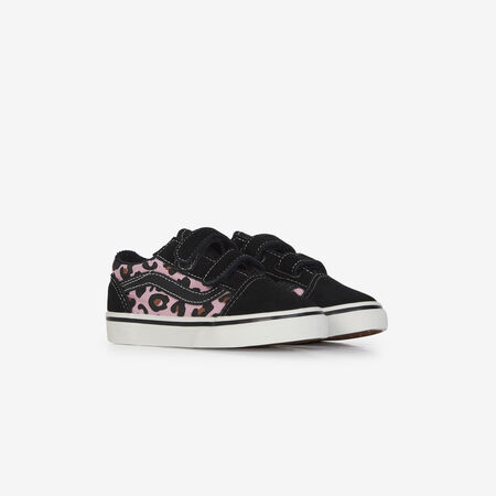 VANS OLD SKOOL V LEOPARD NEGRO/ROSA BEBÉ