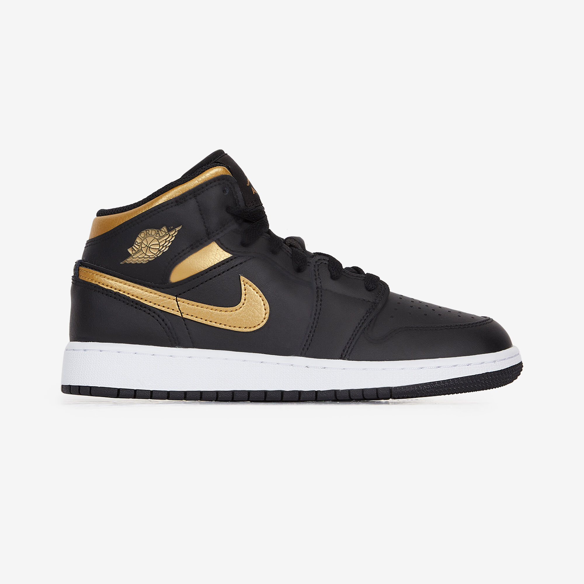 JORDAN AIR JORDAN 1 MID NEGRO DORADO CORDONES NINOS Courir.es