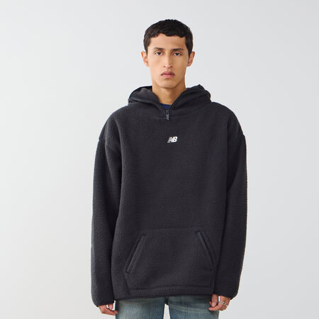 NEW BALANCE HOODIE SHERPA HALF ZIP HOOPS NEGRO/BLANCO HOMBRE