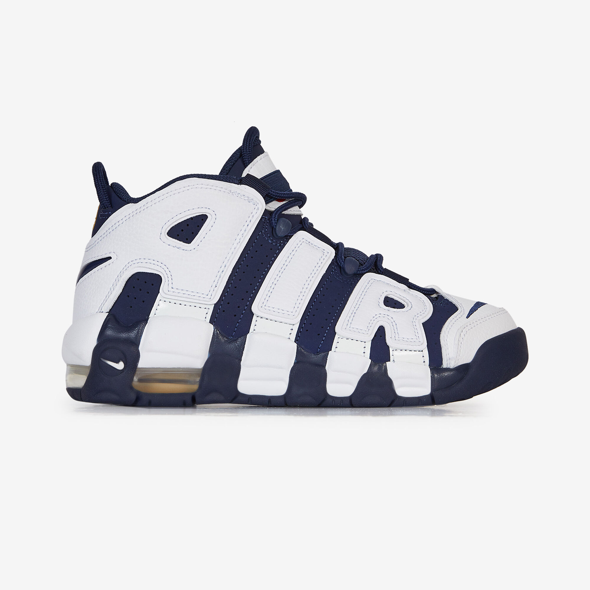 NIKE AIR MORE UPTEMPO BLANCO AZUL MARINO CORDONES NINOS Courir.es