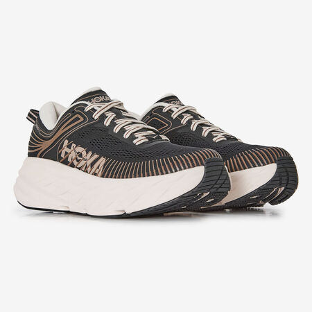 HOKA BONDI 7 NEGRO/ROSA MUJER